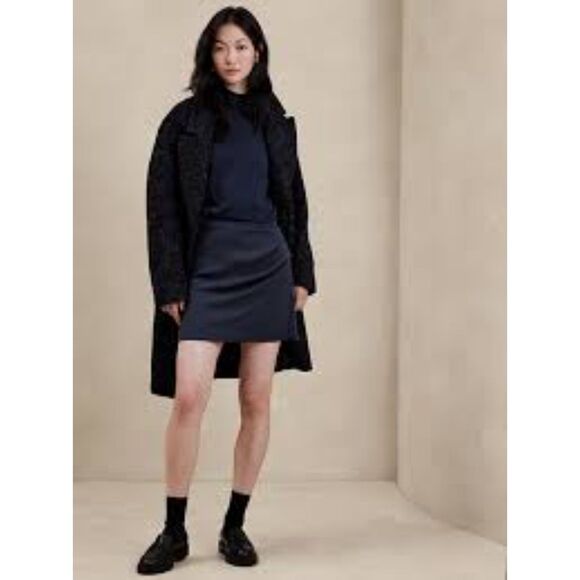 BANANA REPUBLIC RUCHED MINI SKIRT NAVY SIZE 10 NEW SOLD OUT ONLINE - Picture 1 of 5